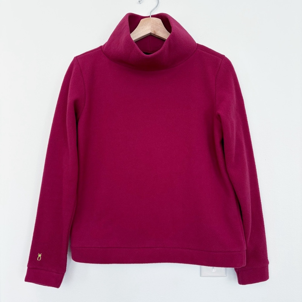 Dudley Stephens || Park Slope Funnel Neck Fleece Pullover Cranberry Red Small